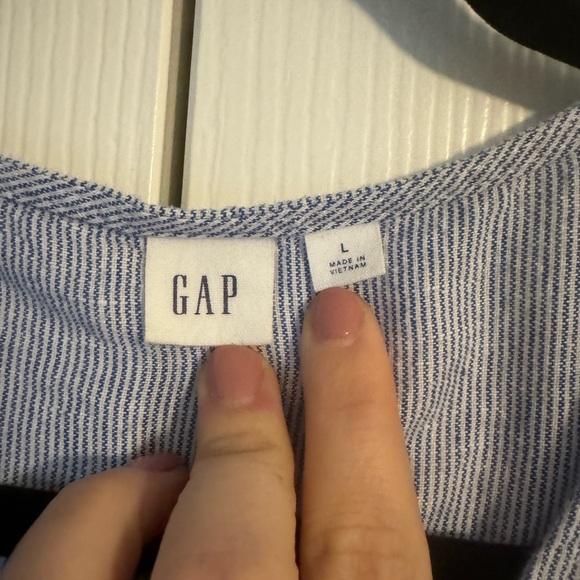 Gap blue and white stripe wrap dress large - Picture 2 of 3
